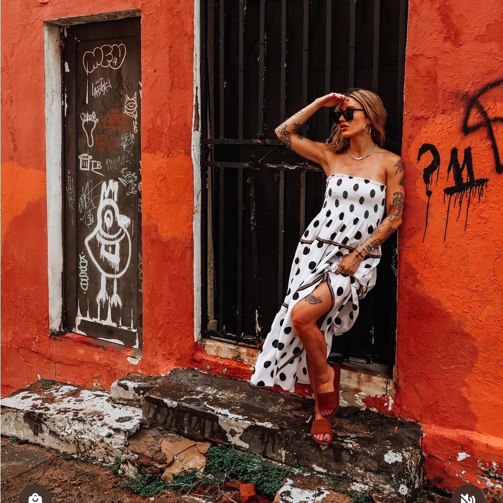 Black and white polka dot dress